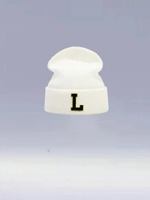 1 件儿童 26 字母针织帽，温暖、可爱、日常时尚、返校 - 白色 - 查看 77