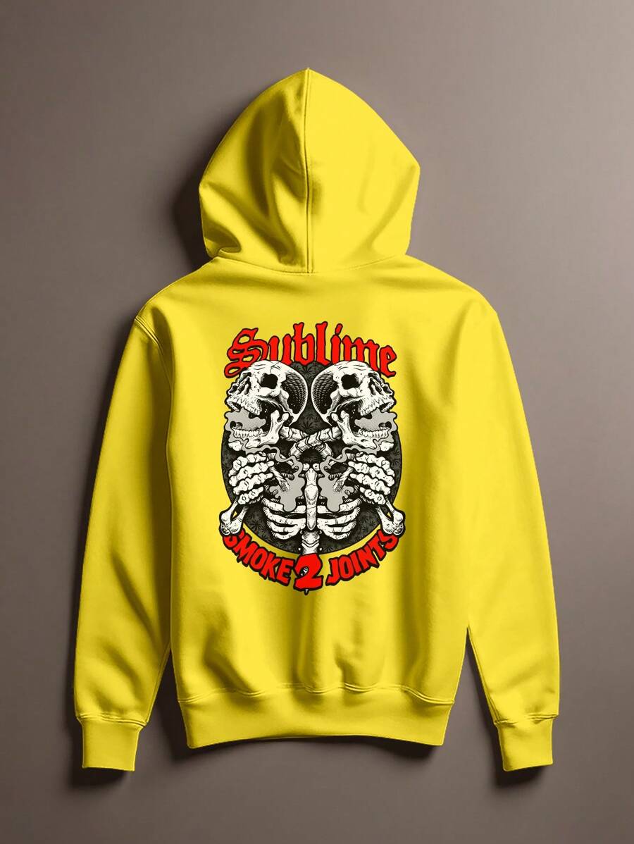 Rock Punk Sweatshirt Streetwear Style Over Premium Cotton Printed Cang 0262 VEST NERD - 黃色 - 查看 1