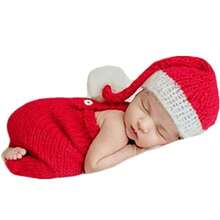 Newborn Cute Red Baseball Cap And Pants Set - Children's Photography Props! Perfect Gift For Baby Shower/Holiday For Girls/Boys - Multicolor - View 2
