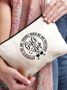 Túi đựng mỹ phẩm vải canvas họa tiết rượu vang cho chuyến đi của bé gái, Túi tote họa tiết chuyến đi cho bé gái dung tích lớn, Túi du lịch cuối tuần bền đẹp sang trọng dành cho phụ nữ, Túi đựng dụng cụ mỹ phẩm di động khi đi du lịch, Túi đựng đồ vệ sinh cá nhân, Ví, Túi đựng điện thoại di động, Túi bên trong - trắng - Xem 2