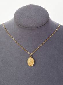 1 件时尚金色/银色圣母玛利亚宗教吊坠不锈钢项链，百搭，适合女性 - 橢圓項鍊 - 查看 14