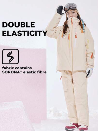 VECTOR MOTION Ski Suit Set - Hooded Ski Jacket And Straight Leg Ski Pants, Unisex, Padded, Waterproof, Windproof, Abrasion-Resistant, Breathable, Stretchy, Single/Double Ski Gear