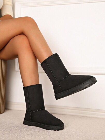 Damen Schneestiefel, warm gefütterte Winterstiefel mit hohem Schaft, Fellstiefel