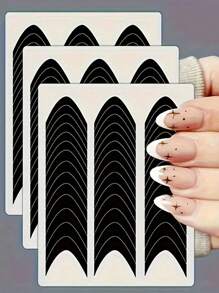 2 Sheets (78PCS) French Manicure Smile Line Nail Stickers, Essential Tool For Creating Elegant French Manicure - Multicolor - View 1