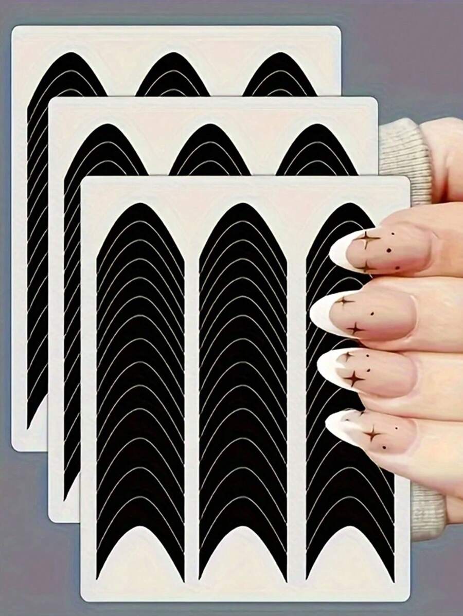 2 Sheets (78PCS) French Manicure Smile Line Nail Stickers, Essential Tool For Creating Elegant French Manicure - Multicolor - View 1