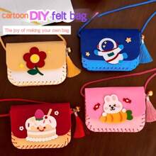 1pc DIY Crossbody Bag Hand-Sewn Material Bag Kindergarten Parent-Child Nonwoven Gift Homemade Coin Purse