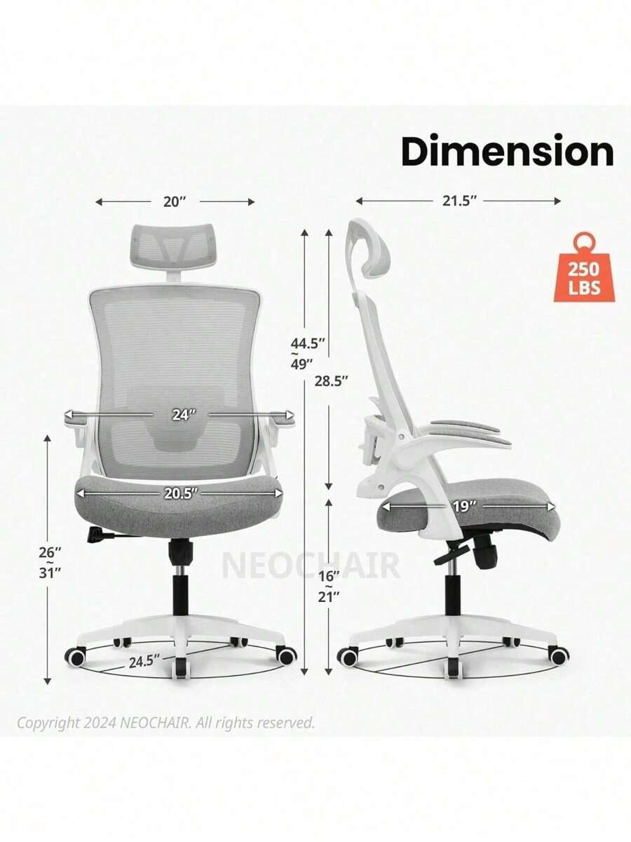 Back Mesh Chair With Headrest Adjustable Height And Ergonomic Design