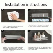 OwnMy Bathroom Shower Shelf Stainless Steel Bath Kitchen Basket Shower Caddy Rack, Rustproof Metal Bathroom Storage Floating Shelves Wall Mounted Shower Corner Rectangular Shelf - Silver - View 7