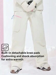 VECTOR MOTION 直筒滑雪裤，带护膝，男女通用，加厚，防水/防风，耐磨，透气，有弹性，单层或双层滑雪装备滑雪服