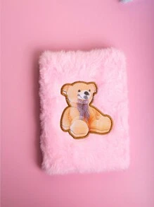 A6 Embroidered Bear Plush Notebook With Lock 1 Student Diary Book, Girls Magazine, Boys And Girls Gift Book 80 Inner Pages Two Styles To Choose From - Multicolor - View 11