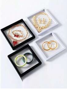 1个PE膜防氧化透明珠宝展示盒，防氧化珠宝盒，防尘珠宝悬挂收纳盒，防氧化小巧精致珠子展示盒，多功能便携式珠宝收纳盒，适用于商务旅行，3D相册浮动框架，用于吊坠，项链，手链，戒指，硬币，耳环，别针，收纳盒，防氧化珠子宝盒，PE膜浮动3D浮动展示盒 - 彩色 - 查看 5