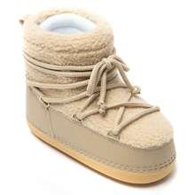 女士防水毛皮滑雪靴 - 冬季舒适保暖 - 卡其色 - 查看 4