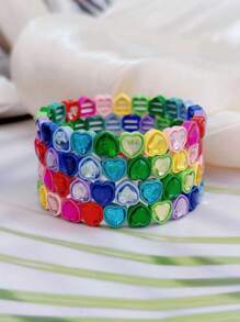 1pc High-Quality Stainless Steel Heart Rhinestone Mix Bracelet, Suitable For Women Daily Wear & Dating Gift Valentines