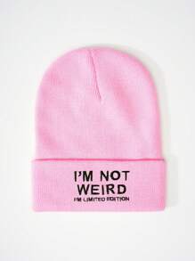 1 件男女通用黑色针织帽，带“I'M NOT WEIRD”刺绣文字，Y2K 风格，休闲户外防寒保暖帽子，适合冬季日常通勤 - 刺繡 - 查看 13