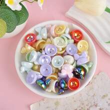 10 件装可爱串珠甜美酷炫亚克力 UV 蝴蝶结竖孔珠帽 DIY 创意手机链钥匙扣首饰 - 蝴蝶結 - 查看 1