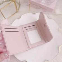 女士简约风韩版ins小巧拉链零钱包卡包Y2K感恩节粉色女士礼物钱包钱包小钱包 - 粉色 - 查看 4