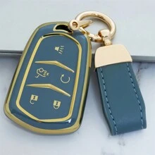 5 键汽车钥匙套 钥匙扣套 TPU 金边钥匙壳 适用于凯迪拉克 适用于 CT4 适用于 CT5 适用于 ATS 适用于 XT6 时尚新潮钥匙包带钥匙扣 适用于女孩 防摔、防尘、精致高端钥匙包适合女性 - 小鑰匙扣 - 查看 4