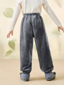 mini bala Pantalones de hogar acolchados y cálidos de forro polar reversible para niños y niñas, pantalones de bebé de felpa gruesa - Gris - Ver 2