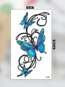3 miếng dán hình xăm tạm thời hình con bướm xanh phong cách cổ điển 3d, hình xăm giả không thấm nước kéo dài trong 2-5 ngày, phù hợp cho cả nam và nữ, che sẹo, cho cánh tay, cổ tay, vai, chân, eo, cổ, bàn tay, ngực, đùi, ngón tay - Màu xanh lam - Xem 7