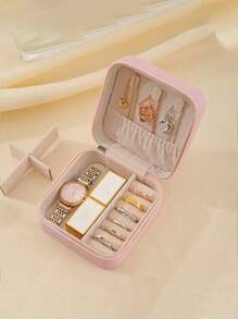 1 件珠宝盒、大容量珠宝收纳盒、珠宝整理盒、迷你珠宝盒、珠宝储蓄盒、便携式旅行珠宝盒、化妆盒、简易旅行和家居珠宝盒包、包、化妆包、梳妆台、旅行、化妆包、收纳、化妆品整理器、洗漱包、桌面整理器、化妆包、化妆袋、化妆品整理器、梳妆配件、化妆袋、化妆包、珠宝盒、小袋、化妆刷架、刷架、香水整理器、小袋包 - 粉色 - 查看 4