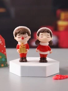 2 đồ trang trí tượng cặp đôi đêm Giáng sinh, thích hợp cho cảnh quan thu nhỏ trong vườn, mặt bàn gia đình, tiền sảnh, quà tặng đêm Giáng sinh, đồ trang trí tiệc, Giáng sinh - Nhiều màu - Xem 4
