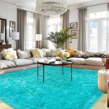 Super Fluffy Rug For Bedroom, Modern Shag Area Rugs, Soft And Cozy Plush Carpet For Kids,Girls Boys And Teens Decorations For Living Room Dorm Nursery Classroom - 水鴨藍 - 查看 4