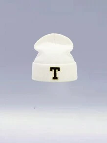 1 件儿童 26 字母针织帽，温暖、可爱、日常时尚、返校 - 白色 - 查看 63