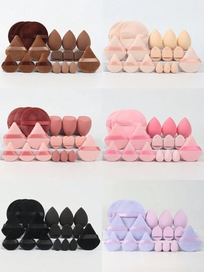 18PCS Makeup Tools Set: 3pcs Makeup Remover Pads, 3pcs Powder Puffs, 3pcs Mini Powder Puffs, 3pcs Makeup Sponges, 3pcs Mini Makeup Sponges, 3pcs Mini Air Cushion Sponges, Foundation Mixing Beauty Sponges, Suitable For Liquid, Cream And Powder,Makeup,Cheap,Room Decor,Vanity,Travel,Bedroom,Makeup Accessories,Puff,Makeup Blender,Powder Puff,Makeup Sponge,Cheap,Stocking Stuffers,Makeup,Makeup Tools,Cheap Stuff,Gifts,Gifts For Women,Christmas Gifts