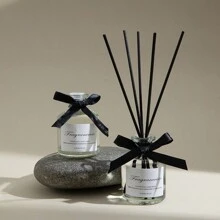 1 Set Diffusore di canne da 50ml/1,69 once, bottiglia diffusore in vetro trasparente e rotonda, set aromaterapia alla gardenia, per la decorazione della casa, camera da letto, ripiano del bagno, deodorante profumato