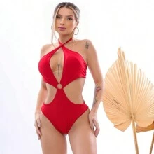 Kit 2 May Beach Women's Bikini Type Hot Paint Swimsuit Ring Wing Delta Body Pool Beach - 紅,藍 BB - 查看 2