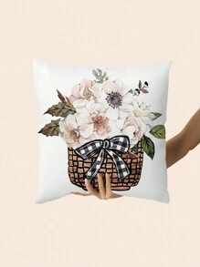 4 件套花卉系列涤纶短毛绒枕套、沙发垫套 - 彩色 - 查看 5