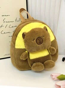 1 件毛绒卡通水豚水豚丑娃娃水豚背包毛绒玩具背包礼物，轻便减负背包大学生，可调节单肩带独立侧袋，容量大，耐磨，适合学校日常生活 - 肩膀包 - 查看 7