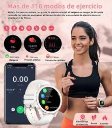 Wohingo Smart Watch For Women Digital Sports Smartwatch Waterproof White In Elegant Style As A Gift For Women With Wireless Rechargeable Cable Connected To IPhone And Android Via Bluetooth With Timer And GPS And Calories - Gold - View 4