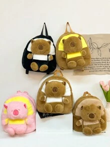 1 件毛绒卡通水豚水豚丑娃娃水豚背包毛绒玩具背包礼物，轻便减负背包大学生，可调节单肩带独立侧袋，容量大，耐磨，适合学校日常生活 - 肩膀包 - 查看 2