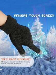 4 Pairs Of Thermal Lined, Thickened Warm Gloves, Windproof Ski Gloves For Both Boys And Girls Boy's And Girl's Autumn And Winter Korean Version Of The Popular Adult Brushed Thickened Reverse Needle Jacquard Gloves - Multicolor - View 3