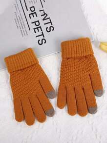 4 Pairs Of Thermal Lined, Thickened Warm Gloves, Windproof Ski Gloves For Both Boys And Girls Boy's And Girl's Autumn And Winter Korean Version Of The Popular Adult Brushed Thickened Reverse Needle Jacquard Gloves - Multicolor - View 9