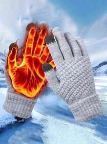 4 Pairs Of Thermal Lined, Thickened Warm Gloves, Windproof Ski Gloves For Both Boys And Girls Boy's And Girl's Autumn And Winter Korean Version Of The Popular Adult Brushed Thickened Reverse Needle Jacquard Gloves - Multicolor - View 4