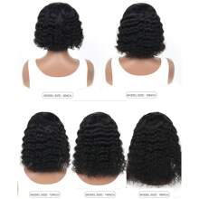 Tóc giả phía trước Bob trong suốt sóng sâu ren phía trước 13X4 Tóc giả ren Bob sóng sâu được nhổ sẵn Tóc giả bằng tóc thật nguyên chất của Brazil dành cho phụ nữ Màu tự nhiên Mật độ 180% 12 inch - Tự nhiên & Đen - Xem 6