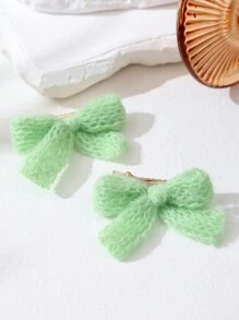 14 件秋冬多巴胺主题彩色针织蝴蝶结发夹套装，Y2K 少女甜美优雅发饰，适合日常装扮，学院风格发饰发夹 - 彩色 - 查看 5