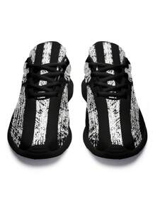 大码男士时尚独立日风格美国国旗和骷髅图案编织透气运动鞋，适合所有季节的完美户外鞋 - 彩色 - 查看 7