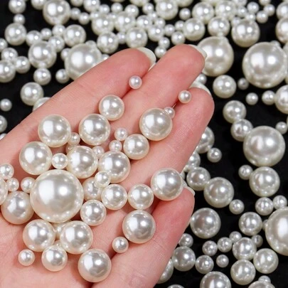 100pcs/Pack ABS Faux Pearl Beads, Hole-Less, For DIY Jewelry Making, Suitable For Bracelets, Necklaces, And Crafts
