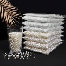 100pcs/Pack ABS Faux Pearl Beads, Hole-Less, For DIY Jewelry Making, Suitable For Bracelets, Necklaces, And Crafts - Pure White/pearl - View 5