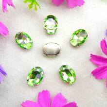 Oval Elliptical Shape Glass Non-AB Normal Colors Fancy Ellipse Shiny Handmade Sliver Gold Metal Claw Base, Sewing Crystal Hand Sewn Rhinestone Decoration Beads Flat Back With Holes Gems DIY Accessories Sew On Stones Strass For Decorating Clothes, Dress, Bags, Shoes, Brooches, Earrings, Handicrafts. - Fantasy Colors - View 20