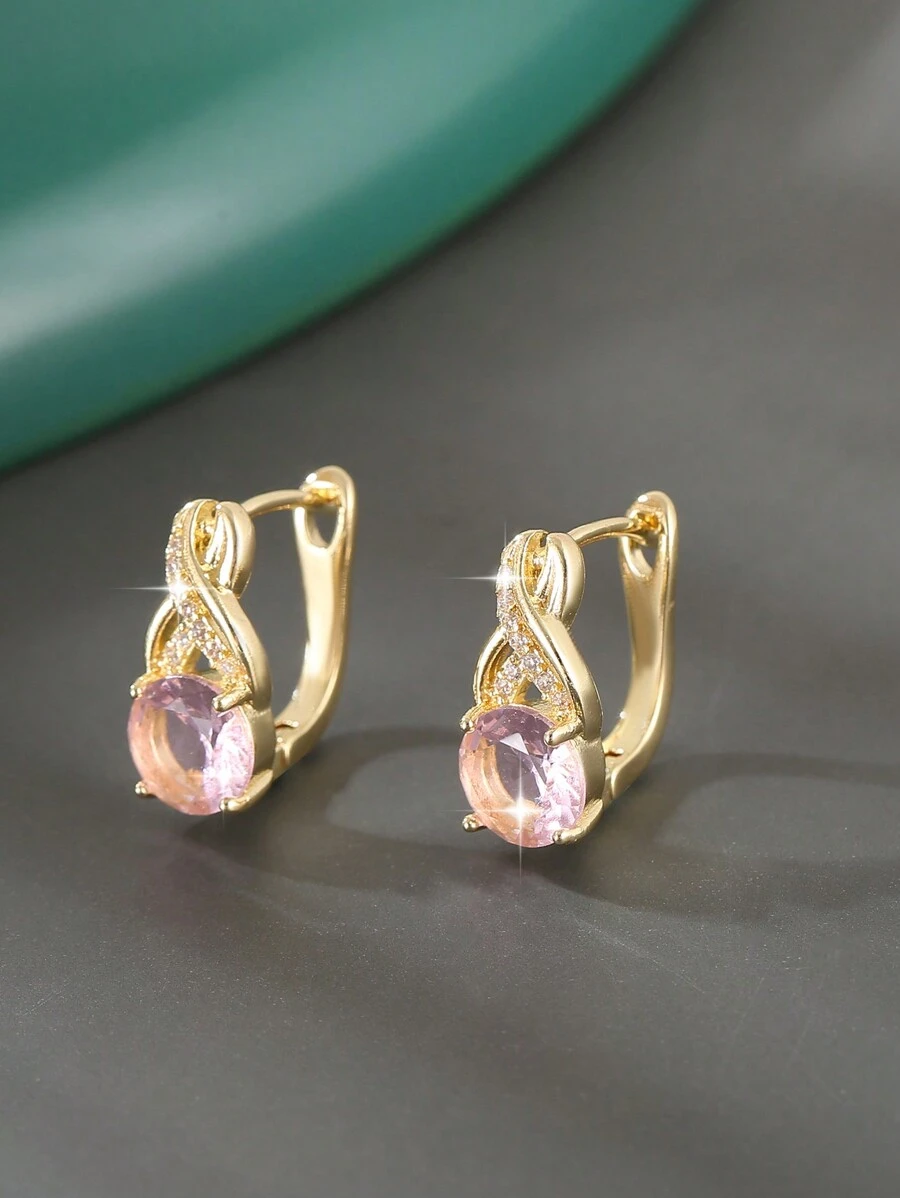 1 Cặp bông tai đồng vuông hình học sang trọng, cổ điển thanh lịch dành cho phụ nữ, quà tặng tiệc sinh nhật - Nhiều màu - Xem 1