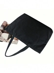 黑色帆布手提袋，适合用作年会礼品袋，DIY设计，简约优雅，也可作伴娘婚礼礼品袋、化妆包、旅行收纳袋、大容量旅行化妆包：户外美妆的完美之选！适合婚礼、生日、海滩和假期，是馈赠亲朋好友的最佳礼物。这款大容量手提袋也适合学生、返校季和教师使用。 - 黑色 - 查看 6