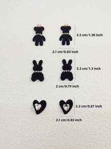 6 件装水钻熊鞋带饰物 ABS 可爱带扣装饰 DIY 闪亮心形鞋带夹配饰装饰饰品适合女士运动鞋靴子圣诞节万圣节生日派对礼物（不含鞋子） - 多款式6個 - 查看 6