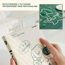 1 pezzo Taccuino in pelle spessa con fibbia creativa, copertina con animale verde carino, design di pagine interne multicolore creativo, cover in PU elastica e idrorepellente, diario, blocco note semplice, taccuino portatile, block notes, quaderno per vocabolario, libro per appunti, quaderno per ufficio, quaderno per il ritorno a scuola, regalo per il ritorno a scuola, regalo per compleanno/Natale/Ognissanti/Ringraziamento, premio scolastico e regalo di ricompensa, forniture per ufficio e scuola