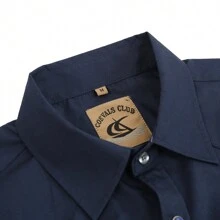 Men's Western Cowboy Pearl Snap Button Up Casual Long Sleeve Two Pockets Work Shirts - Màu xanh hải quân - Xem 3