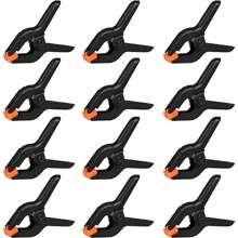 12pcs Spring Clips, 2" Small Backdrop Clips, Heavy Duty Plastic Clamps, Craft Spring Clips, Background Stand, For Woodworking, Photography Studio, Tools For Men