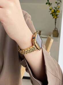 2pcs Gold Color Women's Watch Band + Watch Protective Case, 14mm Narrow Style, Suitable For Gold Metal Bracelets, Detachable Stainless Steel Watch Band, Soft TPU Material All-Round Protection Protective Case (With Screen Protector) Compatible With Apple Watch Ultra 3 2 1 SE S10/9/8/7/6/5/4/3/2/1 Series, Fashionable New Gift For Family And Friends, Smartwatch Accessories, Watch Band For 38mm 40mm 41mm 42mm 44mm 45mm 49mm Young & Stylish Unisex - Gold - View 7